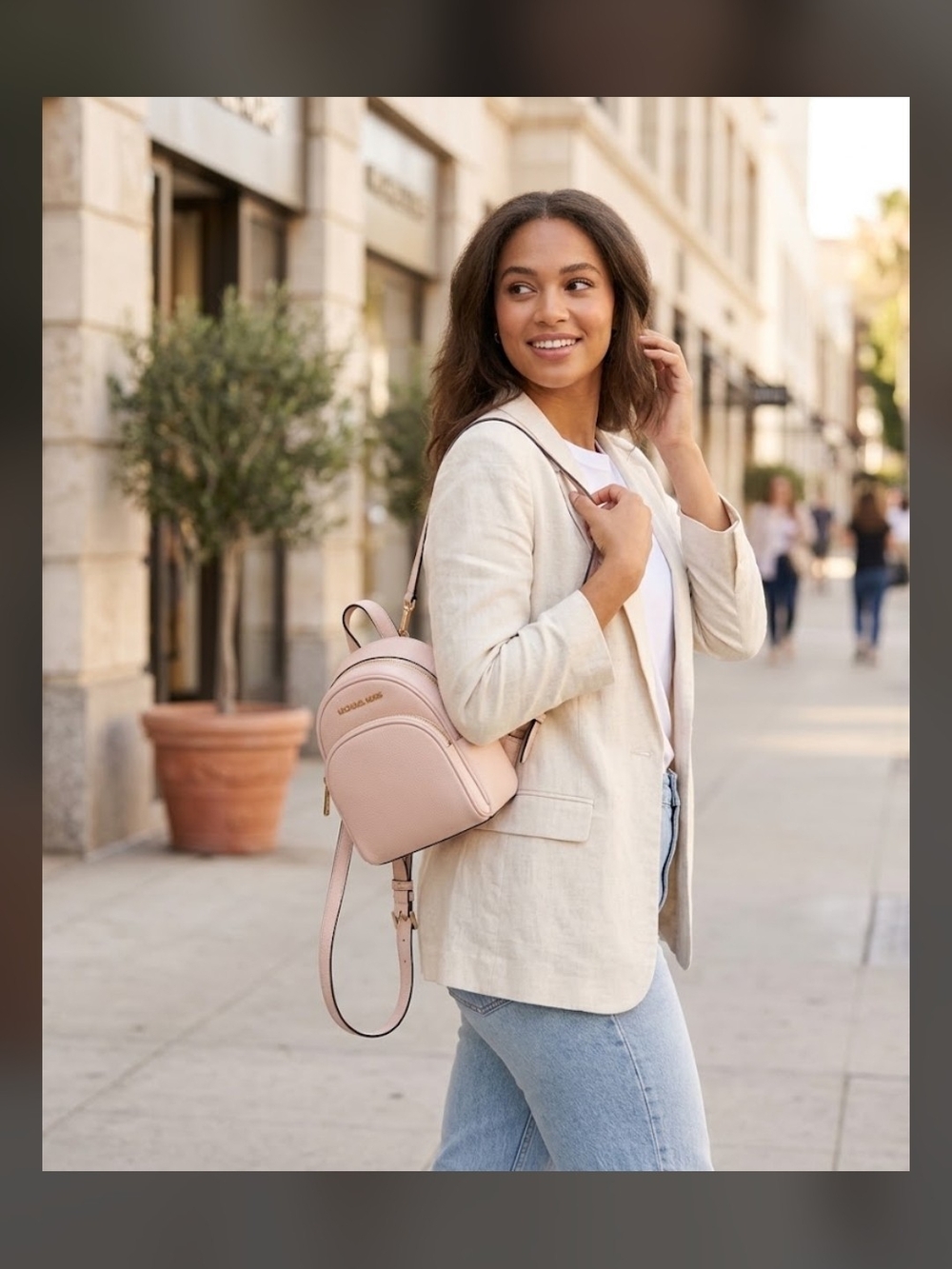 Michael Kors Blush Pink Pebbled Leather Mini Backpack EUC
